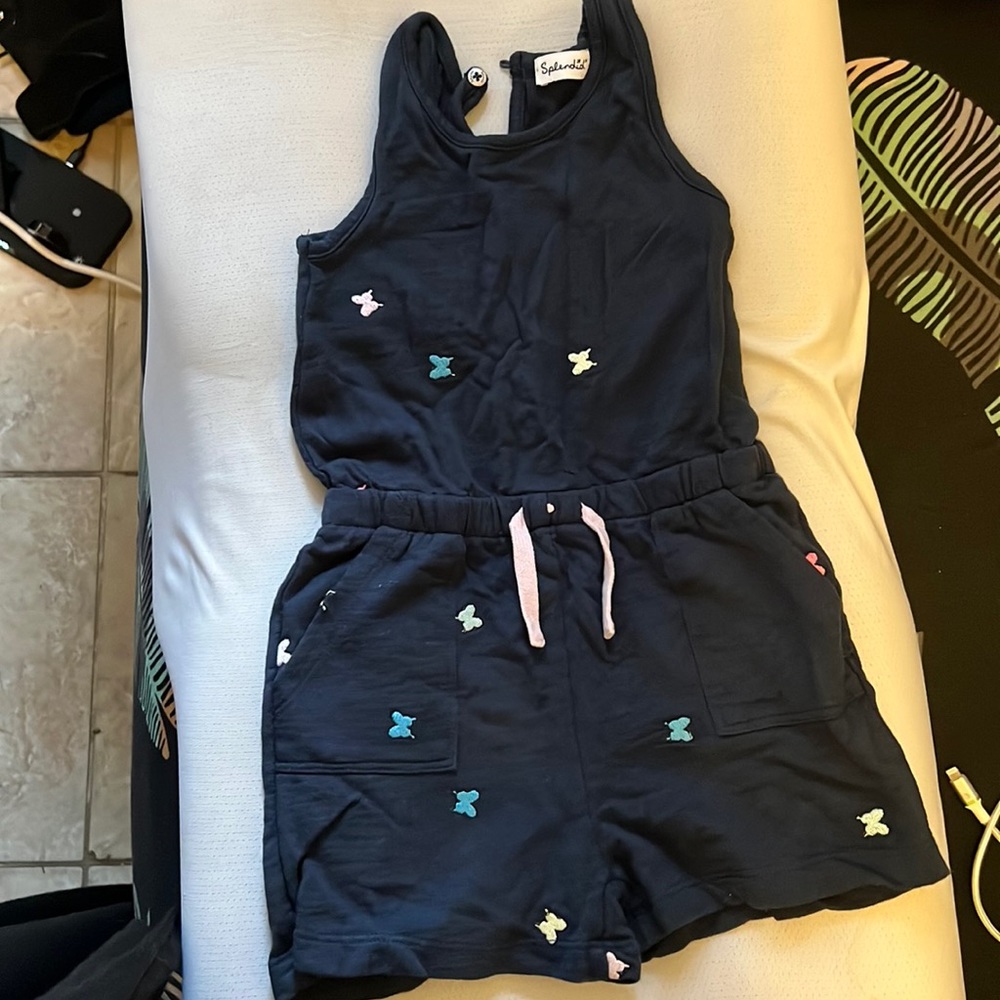 $25 - NWT Splendid baby girl romper size 2 - Navy Blue w/butterfly embroideries